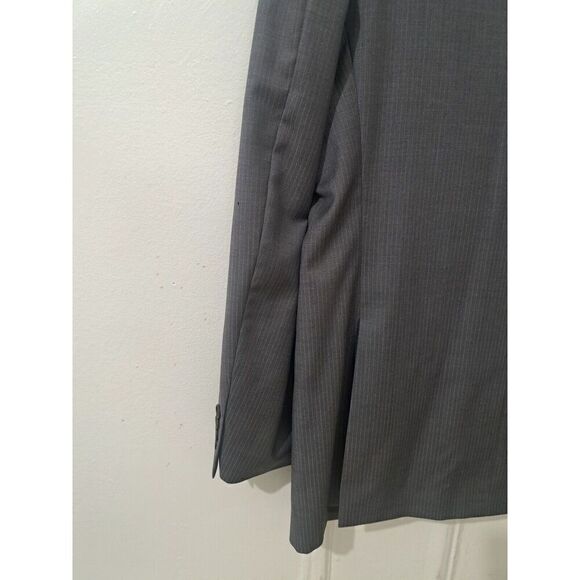 John Varvatos Mens 42R WORSTED WOOL SILK Gray Blazer Jacket Gray Stripe - Picture 2 of 8